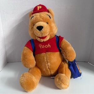 Authentic Disney Store Winnie the Pooh Plush 16” w/Backpack & Hat